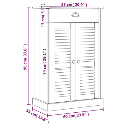 Schuhschrank VIGO Grau 60x35x96 cm Massivholz Kiefer