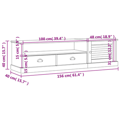 TV-Schrank VIGO Weiß 156x40x40 cm Massivholz Kiefer