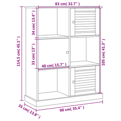 Bücherregal VIGO Grau 90x35x114,5 cm Massivholz Kiefer
