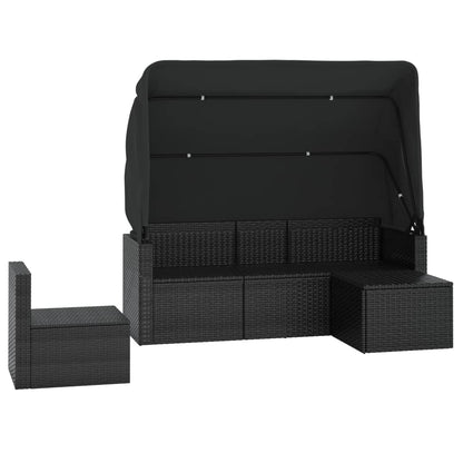 4-tlg. Garten-Sofagarnitur mit Kissen Schwarz Poly Rattan