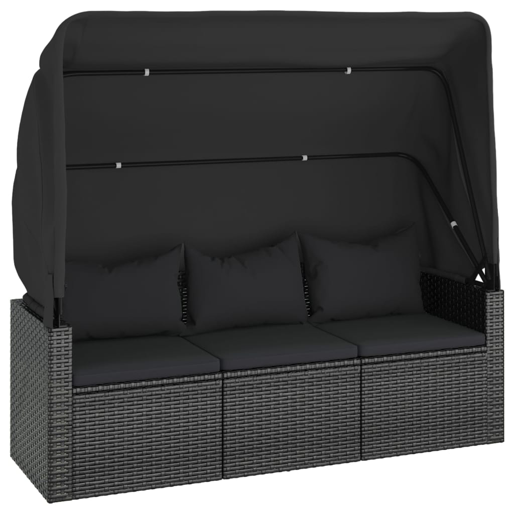 4-tlg. Garten-Sofagarnitur mit Kissen Schwarz Poly Rattan