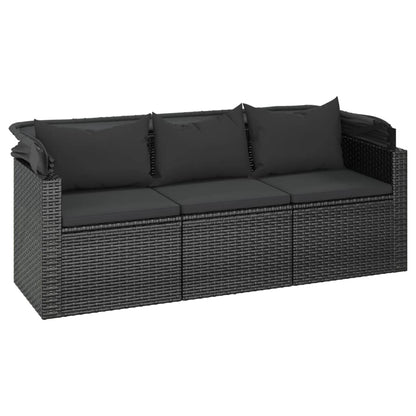 4-tlg. Garten-Sofagarnitur mit Kissen Schwarz Poly Rattan