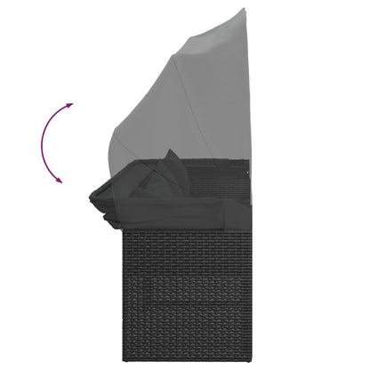 4-tlg. Garten-Sofagarnitur mit Kissen Schwarz Poly Rattan