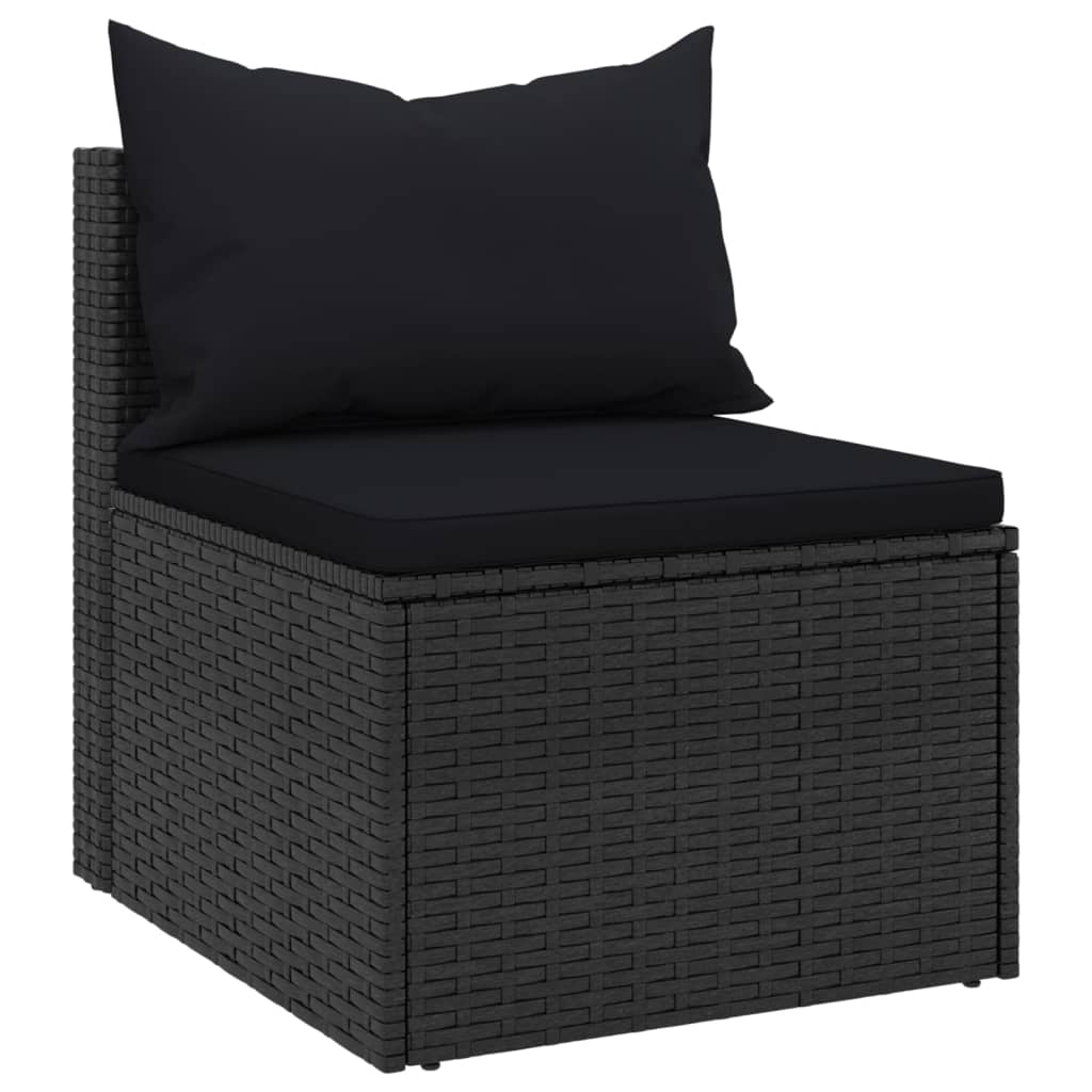 4-tlg. Garten-Sofagarnitur mit Kissen Schwarz Poly Rattan
