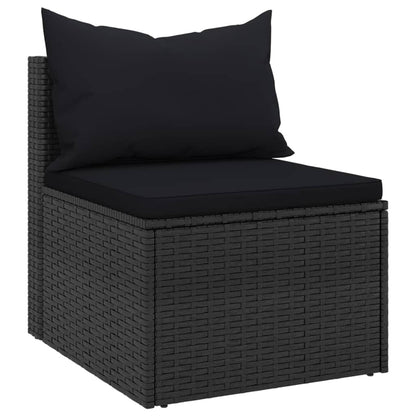 4-tlg. Garten-Sofagarnitur mit Kissen Schwarz Poly Rattan