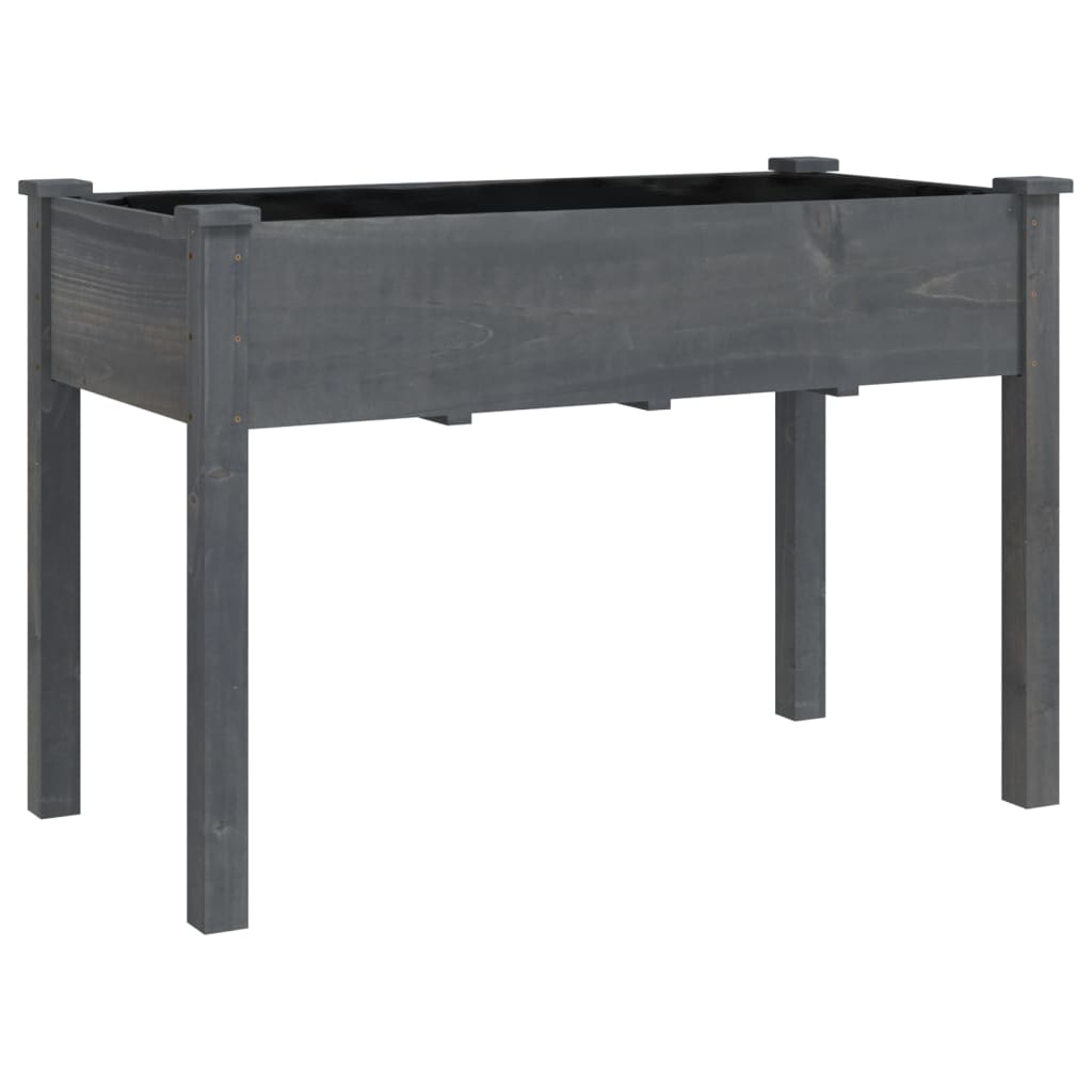 Pflanzkübel mit Einsatz und Rollen Grau 118x59x80 cm Tannenholz