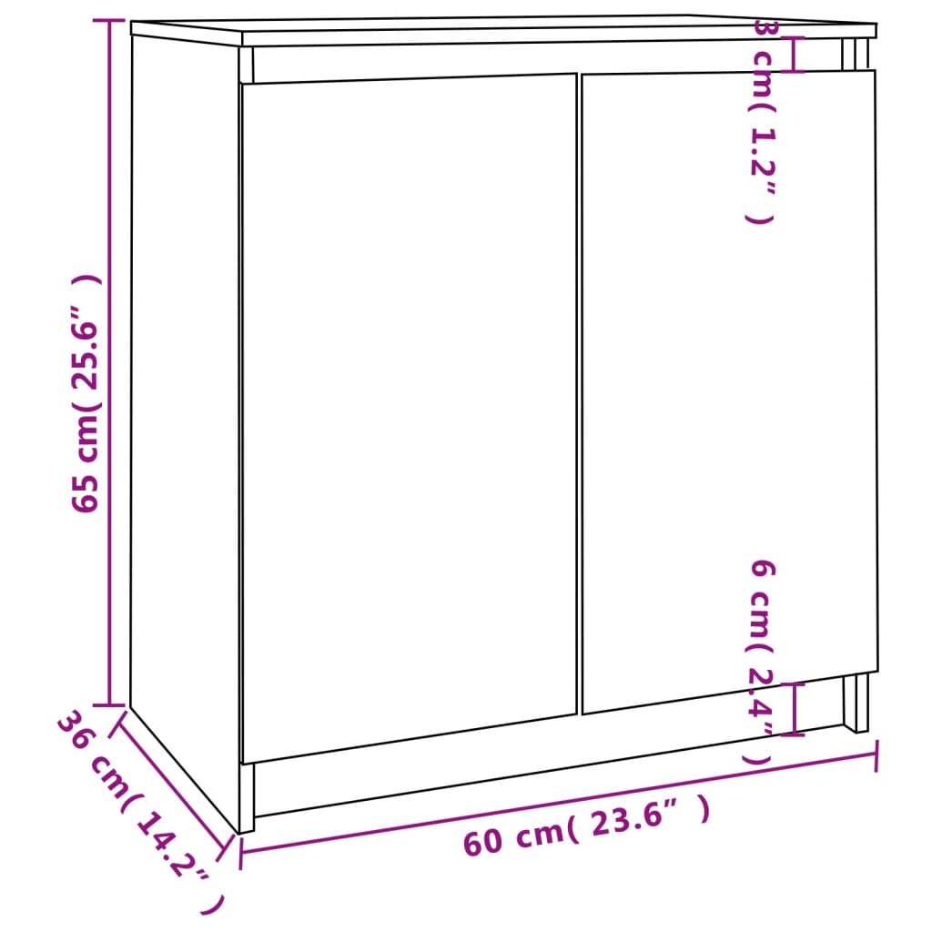Beistellschrank Weiß 60x36x65 cm Massivholz Kiefer