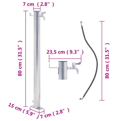 Wassersäule für den Garten 80 cm Edelstahl Rund