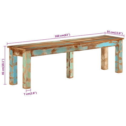 Bank 160x35x46 cm Massivholz Altholz