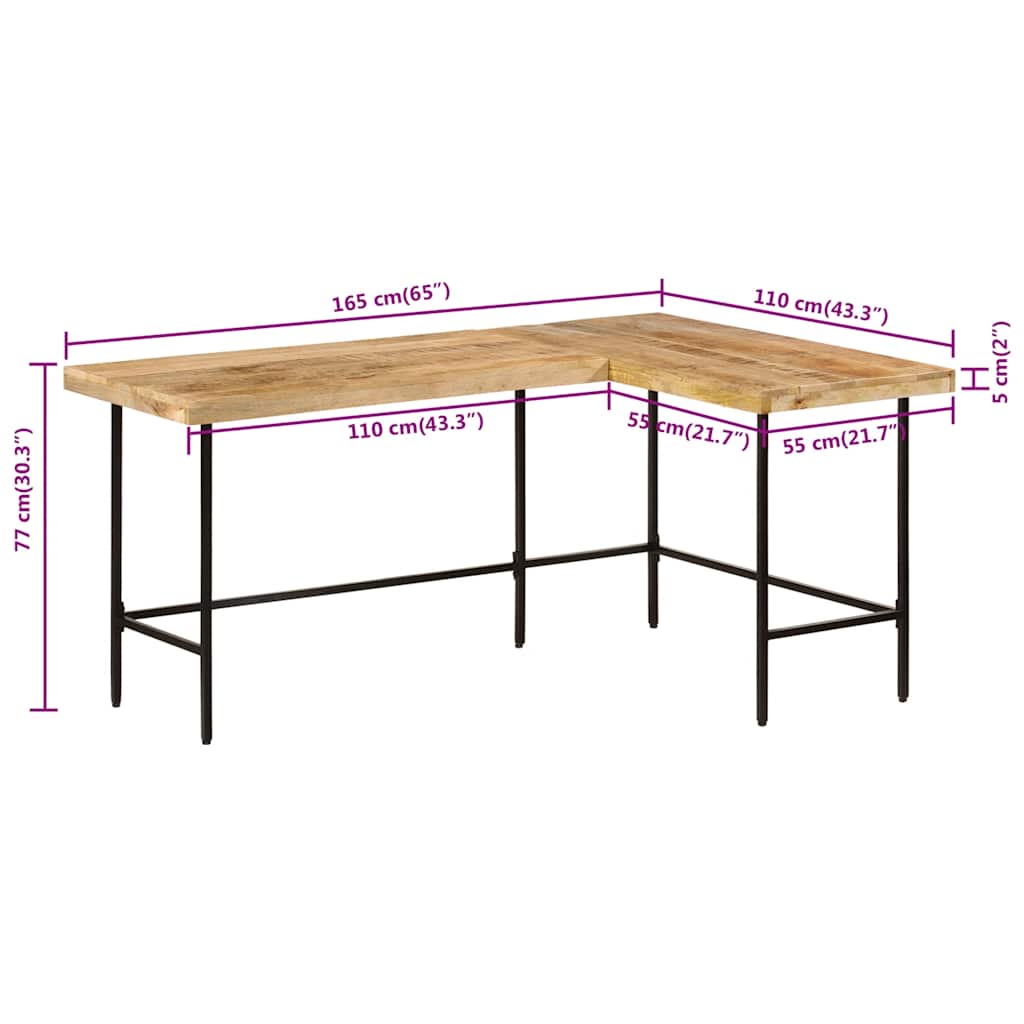 Schreibtisch 165x110x77 cm Massivholz Mango und Eisen