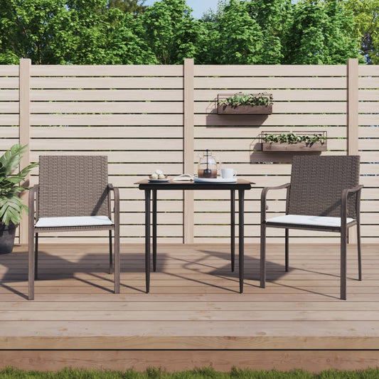 3-tlg. Garten-Essgruppe mit Kissen Poly Rattan und Stahl