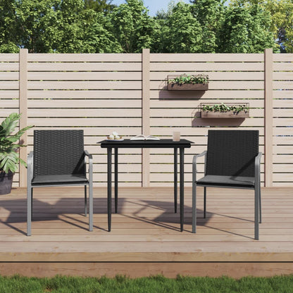 3-tlg. Garten-Essgruppe mit Kissen Poly Rattan und Stahl