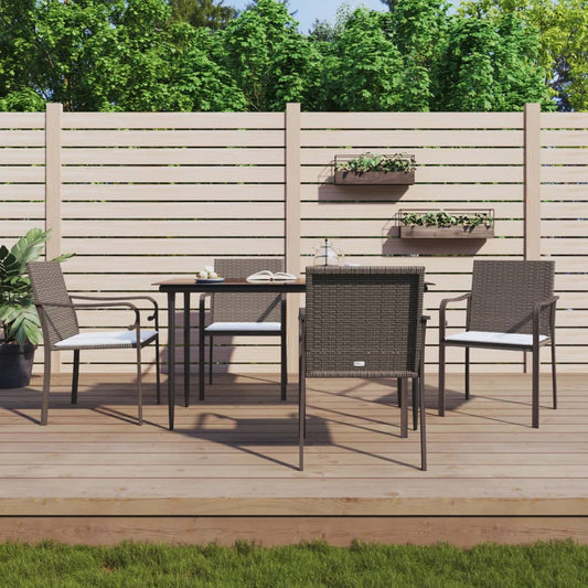 5-tlg. Garten-Essgruppe mit Kissen Poly Rattan und Stahl