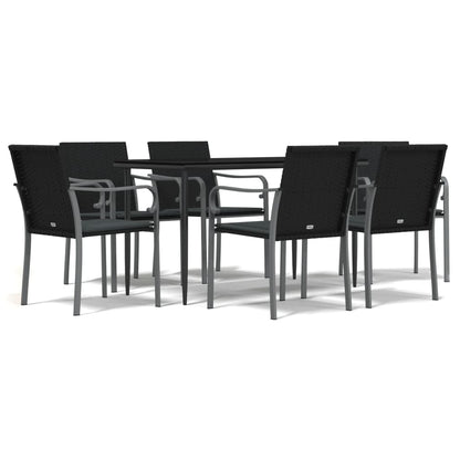7-tlg. Garten-Essgruppe mit Kissen Poly Rattan und Stahl