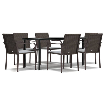 7-tlg. Garten-Essgruppe mit Kissen Poly Rattan und Stahl
