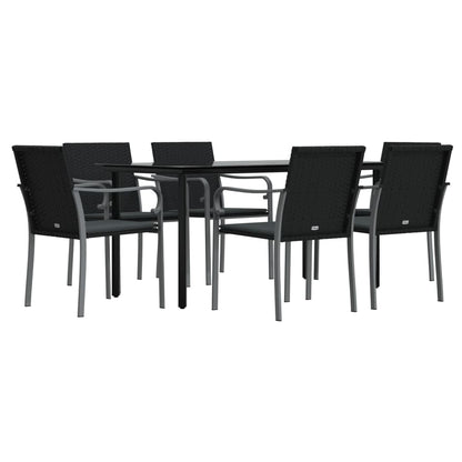 7-tlg. Garten-Essgruppe mit Kissen Poly Rattan und Stahl