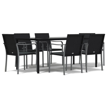 7-tlg. Garten-Essgruppe mit Kissen Poly Rattan und Stahl