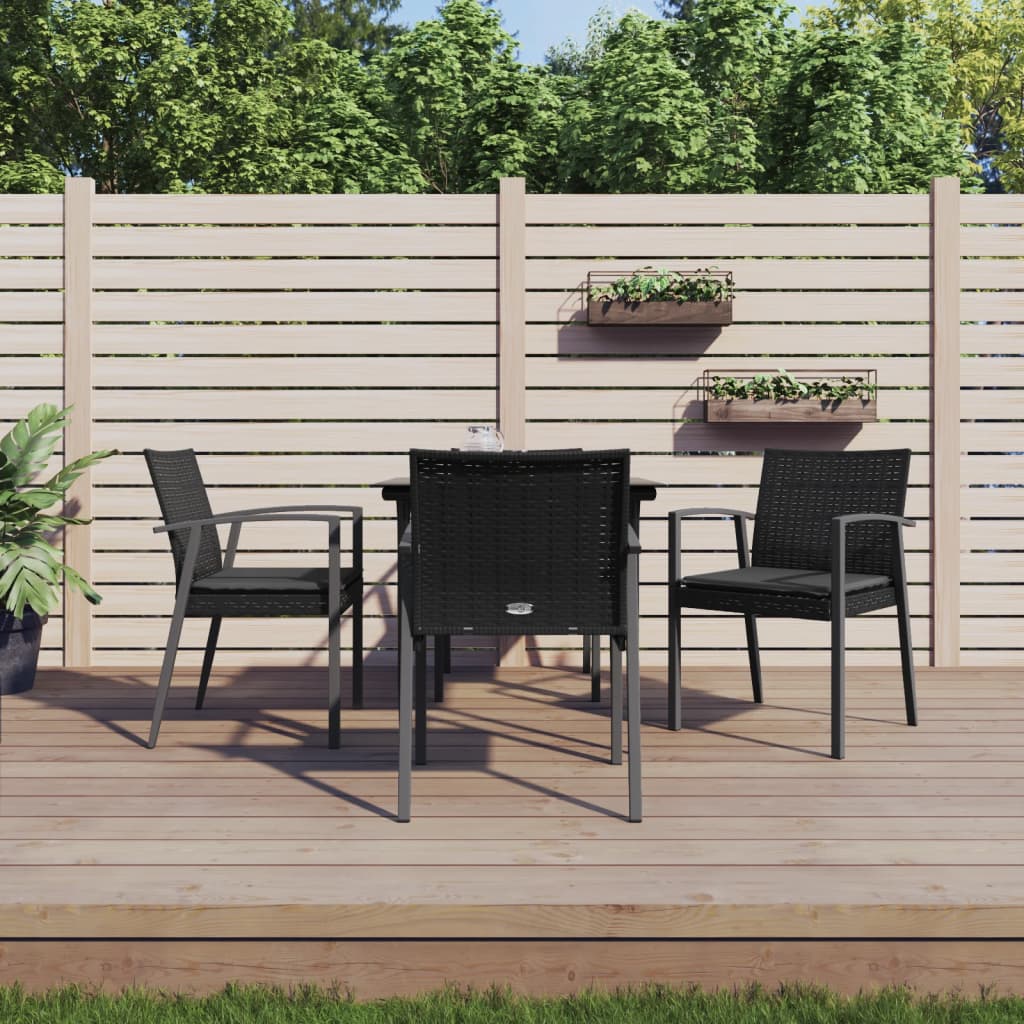 5-tlg. Garten-Essgruppe mit Kissen Poly Rattan und Stahl