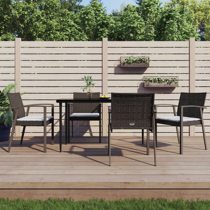 5-tlg. Garten-Essgruppe mit Kissen Poly Rattan und Stahl