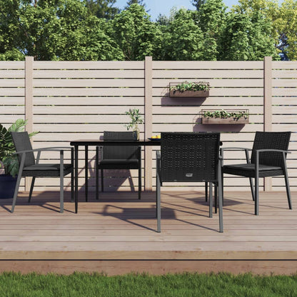 5-tlg. Garten-Essgruppe mit Kissen Poly Rattan und Stahl