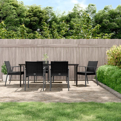 7-tlg. Garten-Essgruppe mit Kissen Poly Rattan und Stahl