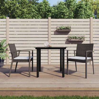 3-tlg. Garten-Essgruppe mit Kissen Poly Rattan und Stahl
