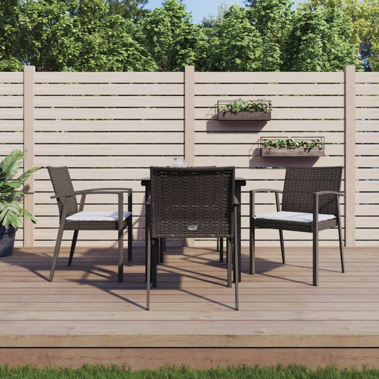 5-tlg. Garten-Essgruppe mit Kissen Poly Rattan und Stahl