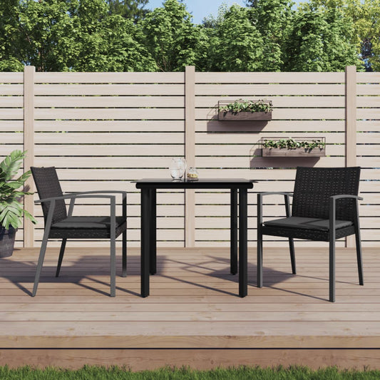3-tlg. Garten-Essgruppe mit Kissen Poly Rattan und Stahl