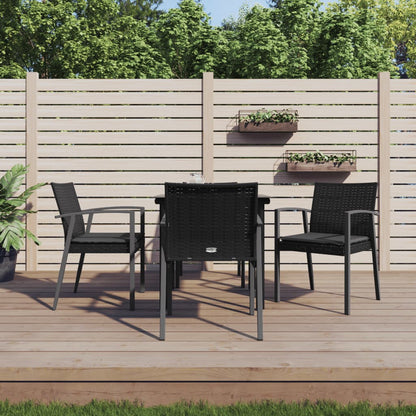 5-tlg. Garten-Essgruppe mit Kissen Poly Rattan und Stahl