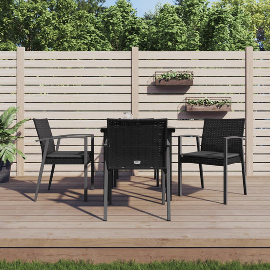 5-tlg. Garten-Essgruppe mit Kissen Poly Rattan und Stahl