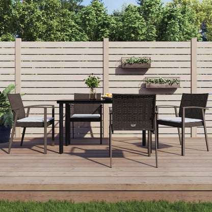 5-tlg. Garten-Essgruppe mit Kissen Poly Rattan und Stahl