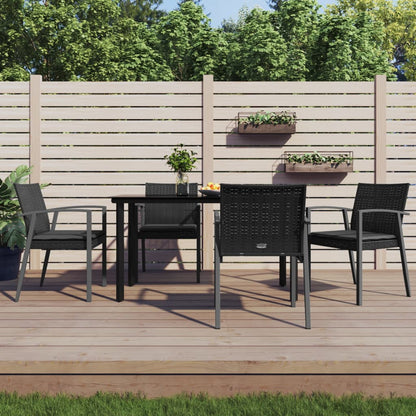 5-tlg. Garten-Essgruppe mit Kissen Poly Rattan und Stahl