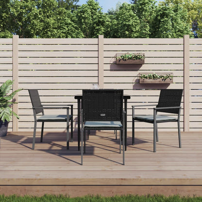 5-tlg. Garten-Essgruppe mit Kissen Poly Rattan und Stahl
