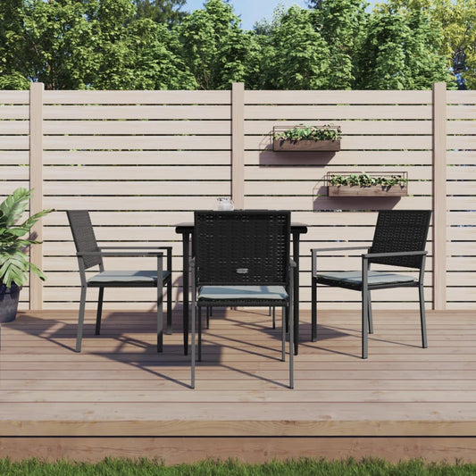 5-tlg. Garten-Essgruppe mit Kissen Poly Rattan und Stahl