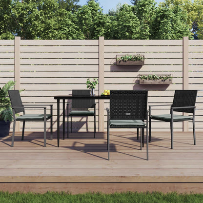 5-tlg. Garten-Essgruppe mit Kissen Poly Rattan und Stahl