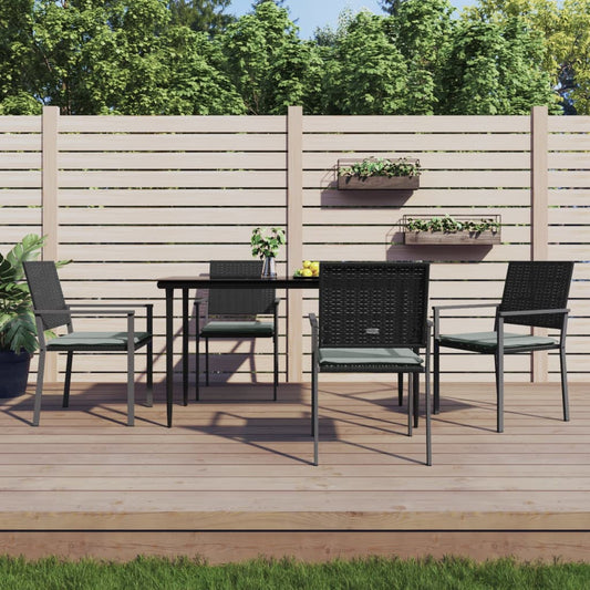 5-tlg. Garten-Essgruppe mit Kissen Poly Rattan und Stahl