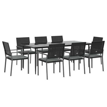 9-tlg. Garten-Essgruppe mit Kissen Poly Rattan und Stahl