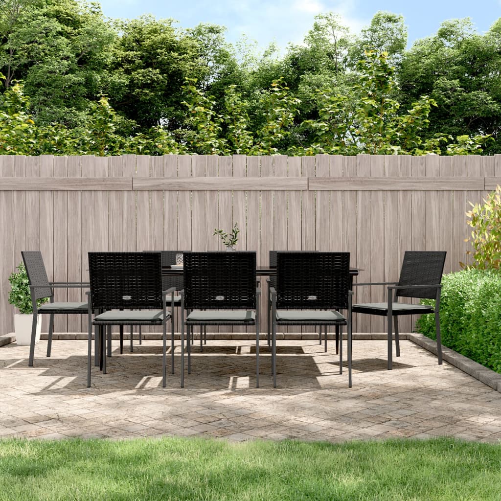 9-tlg. Garten-Essgruppe mit Kissen Poly Rattan und Stahl