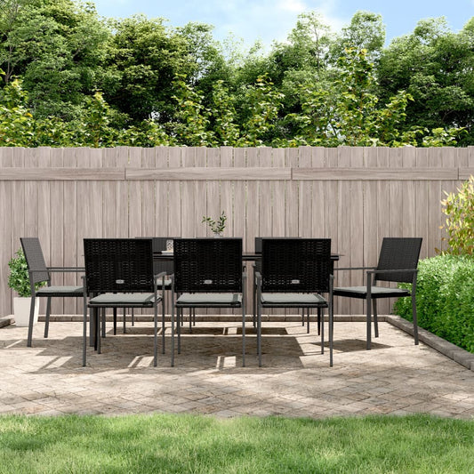 9-tlg. Garten-Essgruppe mit Kissen Poly Rattan und Stahl
