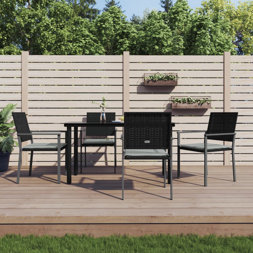 5-tlg. Garten-Essgruppe mit Kissen Poly Rattan und Stahl