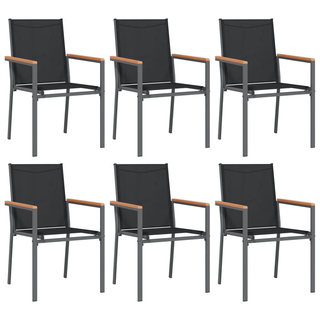7-tlg. Garten-Essgruppe Schwarz Textilene und Stahl