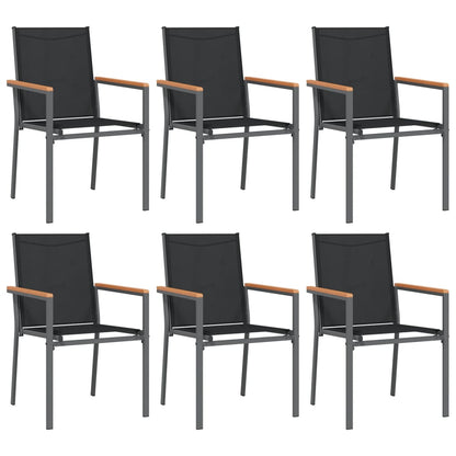7-tlg. Garten-Essgruppe Schwarz Textilene und Stahl