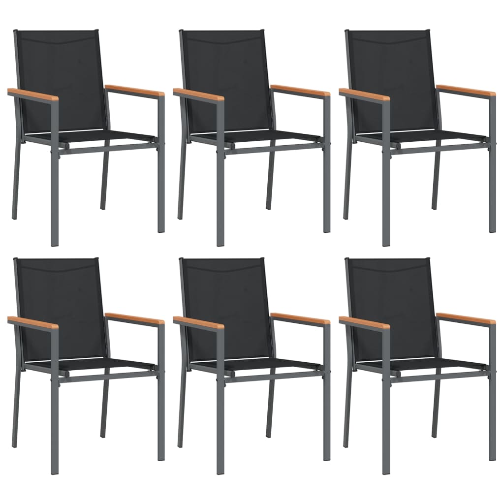 7-tlg. Garten-Essgruppe Schwarz Textilene und Stahl