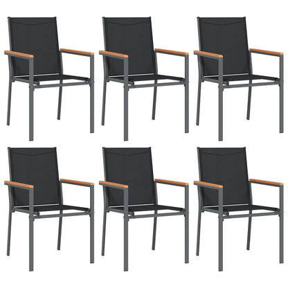 7-tlg. Garten-Essgruppe Schwarz Textilene und Stahl