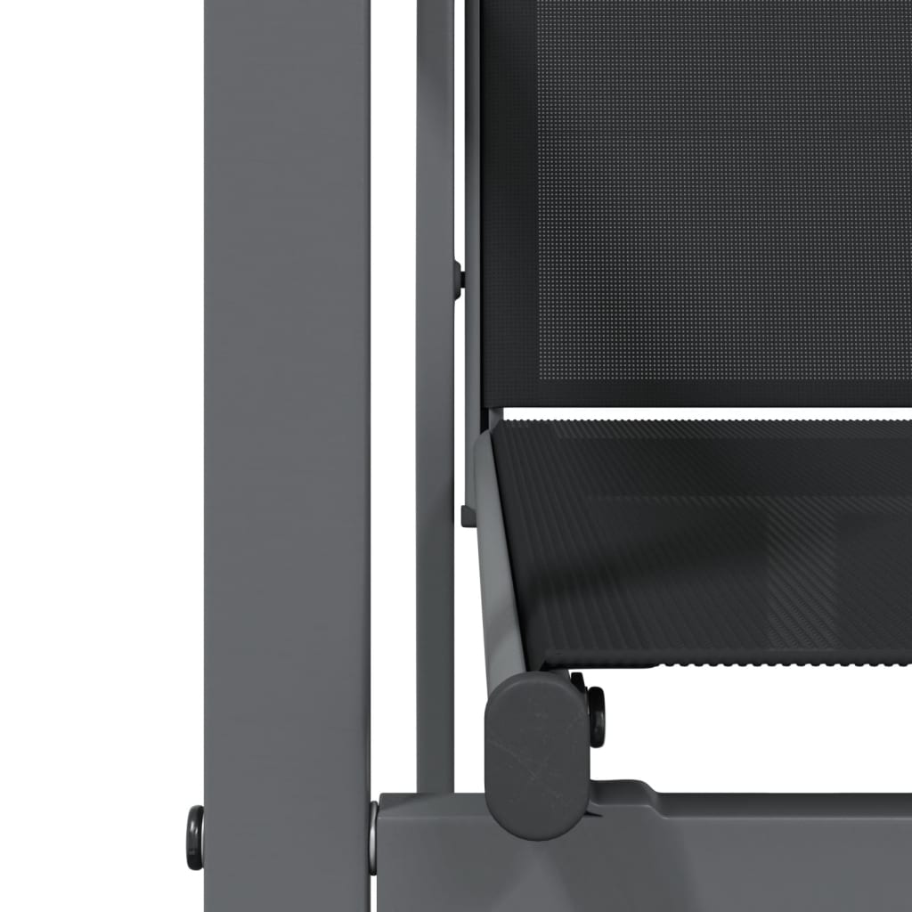 9-tlg. Garten-Essgruppe Schwarz Textilene und Stahl