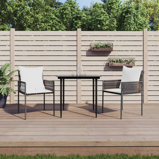3-tlg. Garten-Essgruppe mit Kissen Poly Rattan und Stahl