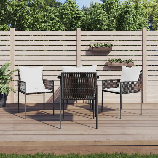 5-tlg. Garten-Essgruppe mit Kissen Poly Rattan und Stahl