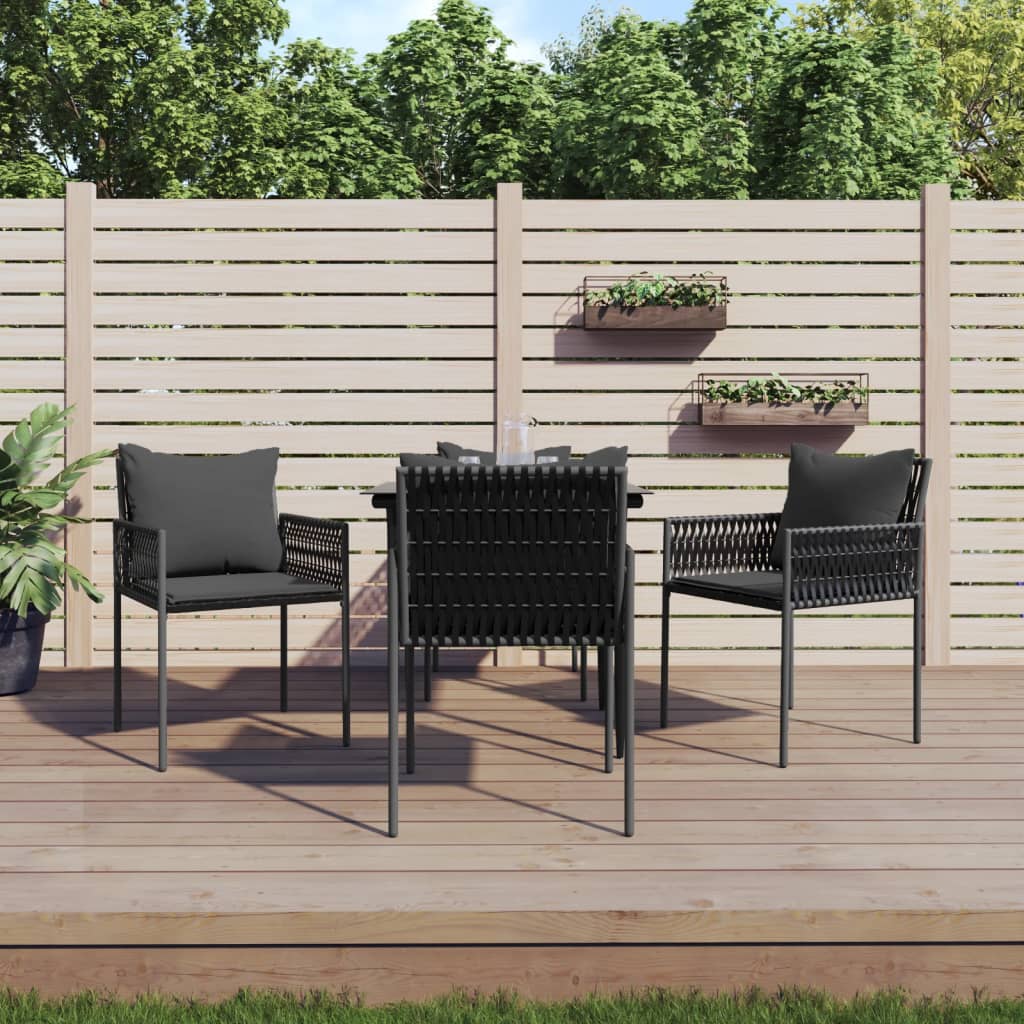 5-tlg. Garten-Essgruppe mit Kissen Poly Rattan und Stahl
