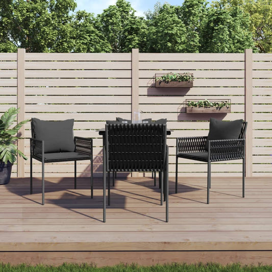 5-tlg. Garten-Essgruppe mit Kissen Poly Rattan und Stahl