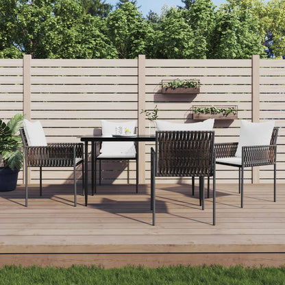 5-tlg. Garten-Essgruppe mit Kissen Poly Rattan und Stahl